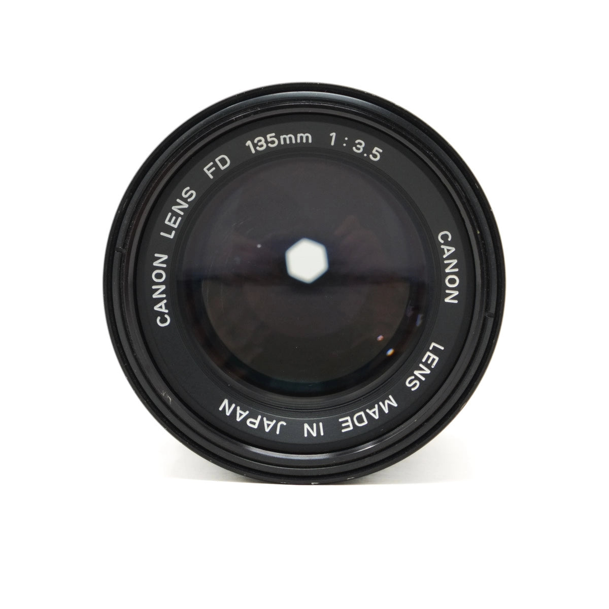Canon camera lens with specifications on a white background