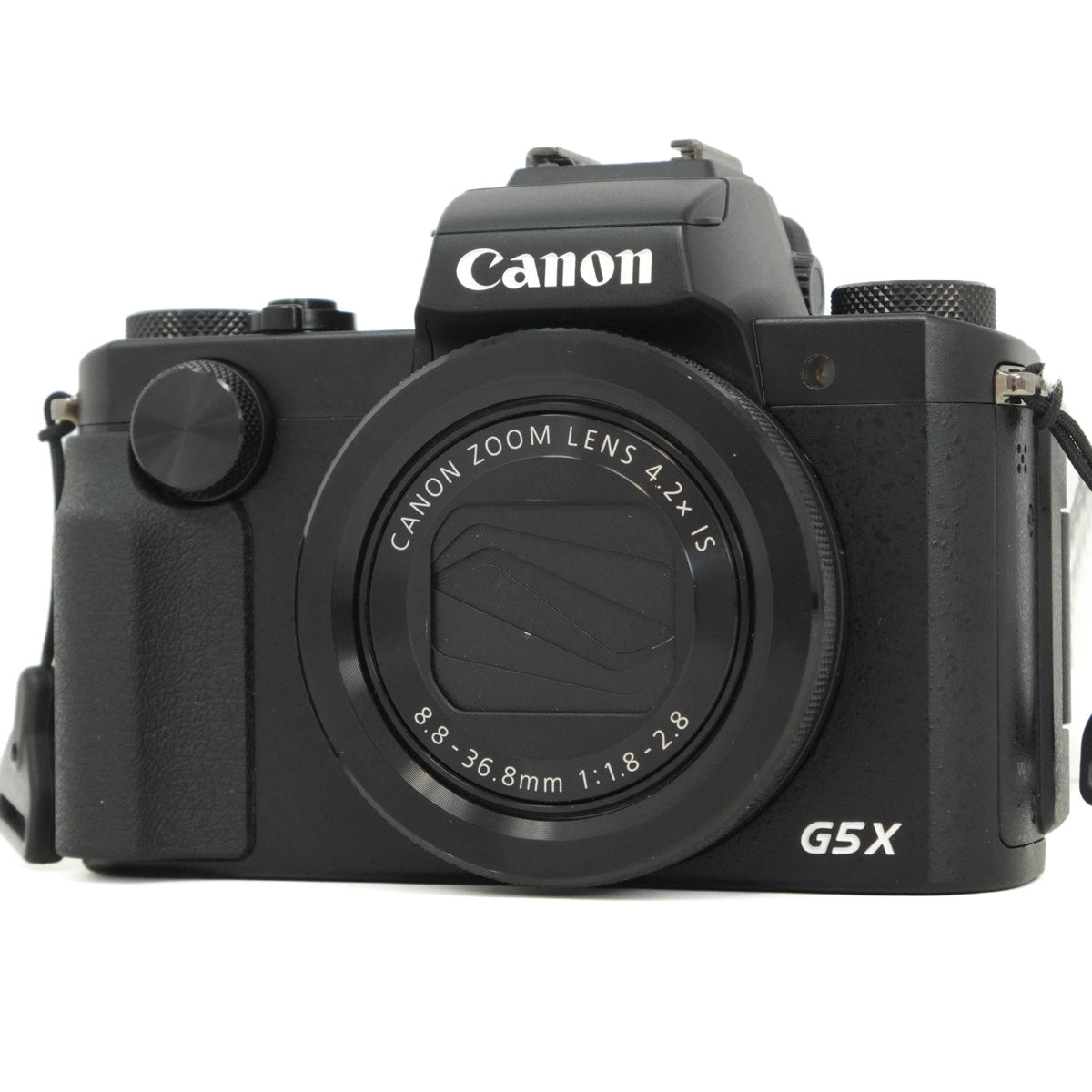 Black Canon G5X camera on a white background