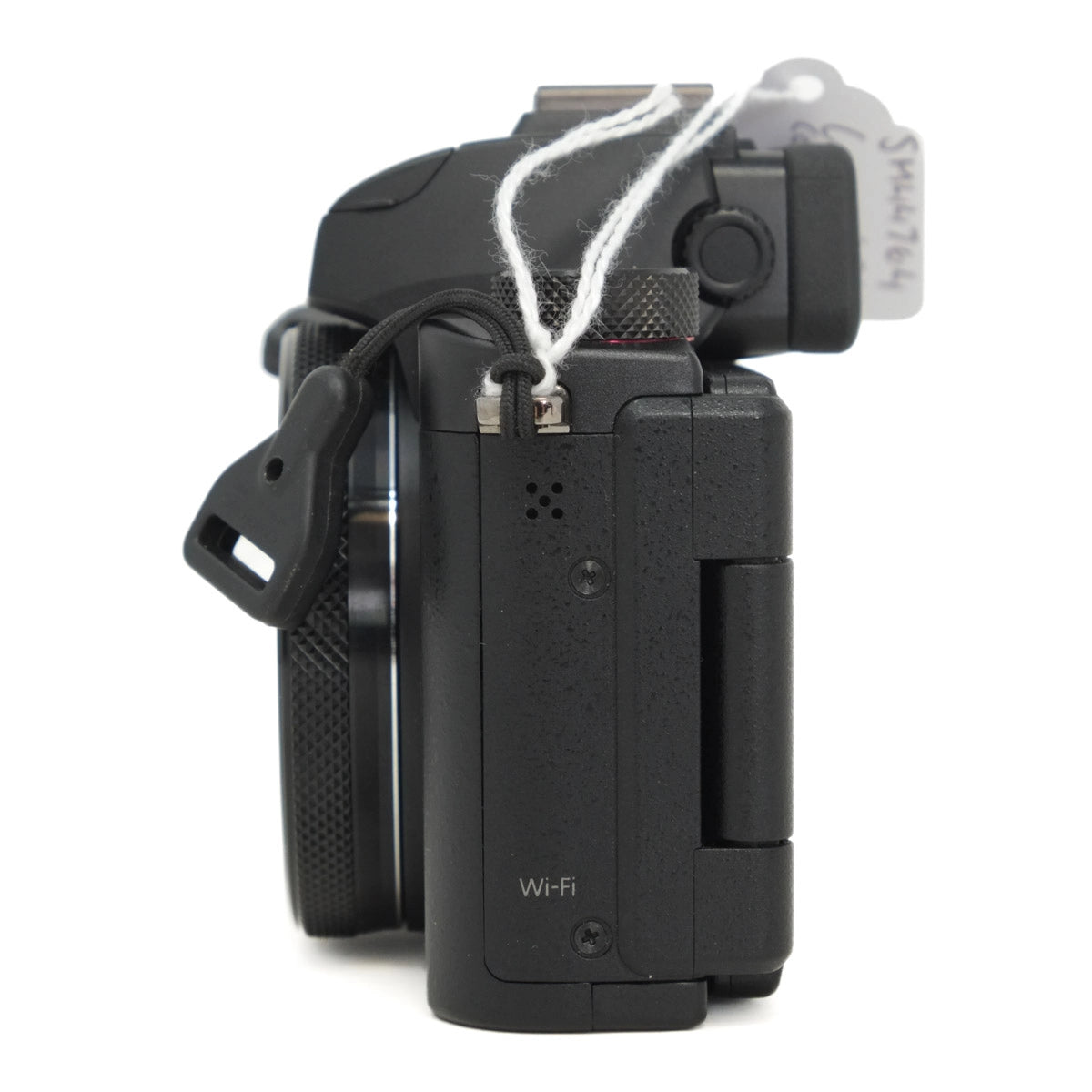 Black camera body with Wi-Fi label on a white background