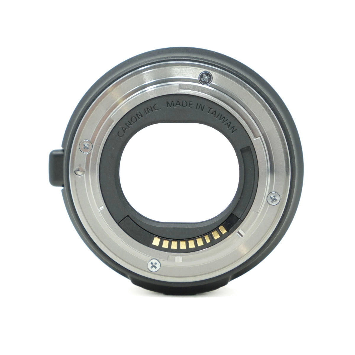 Canon lens mount on a white background
