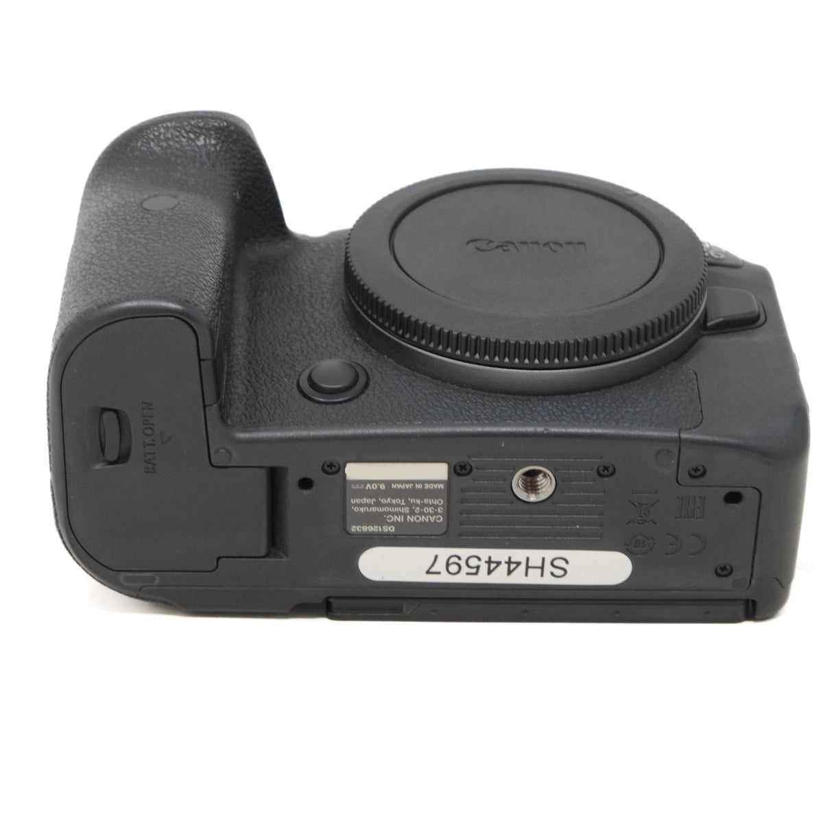 Canon camera body on a white background