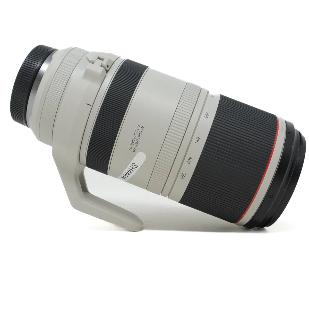 Camera lens with a white and black design on a white background