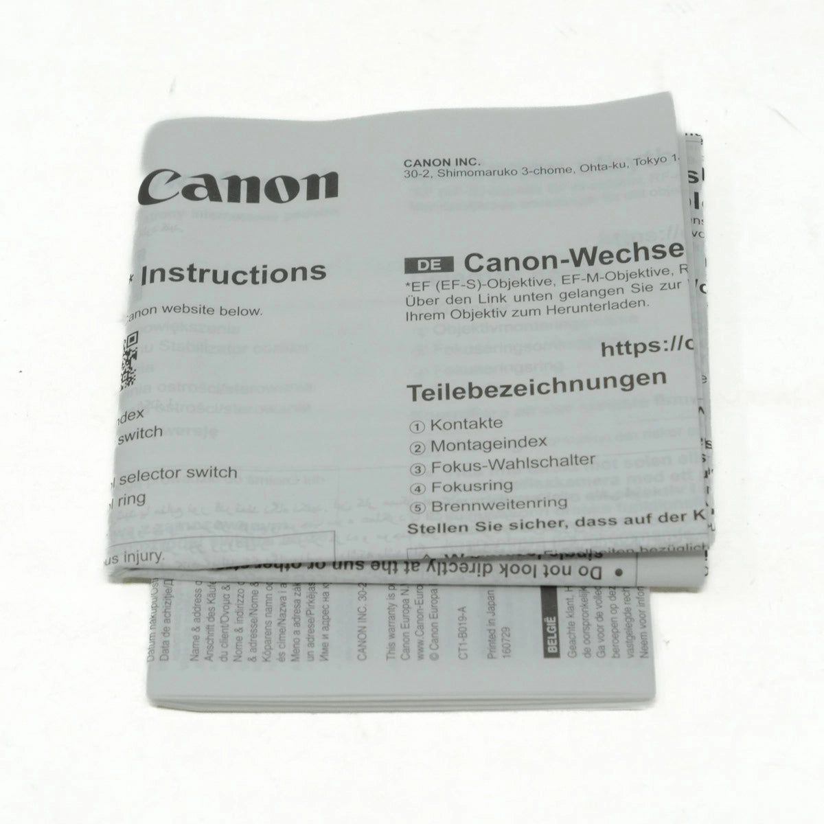 Canon instruction manual on a white background