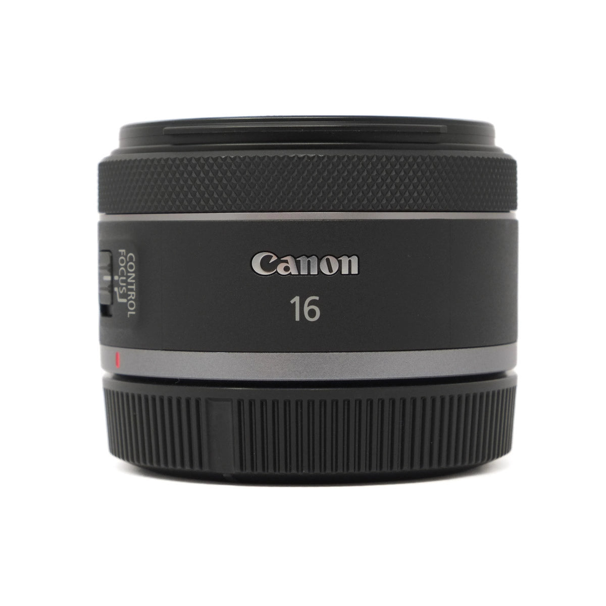 Canon camera lens with '16' marking on a white background