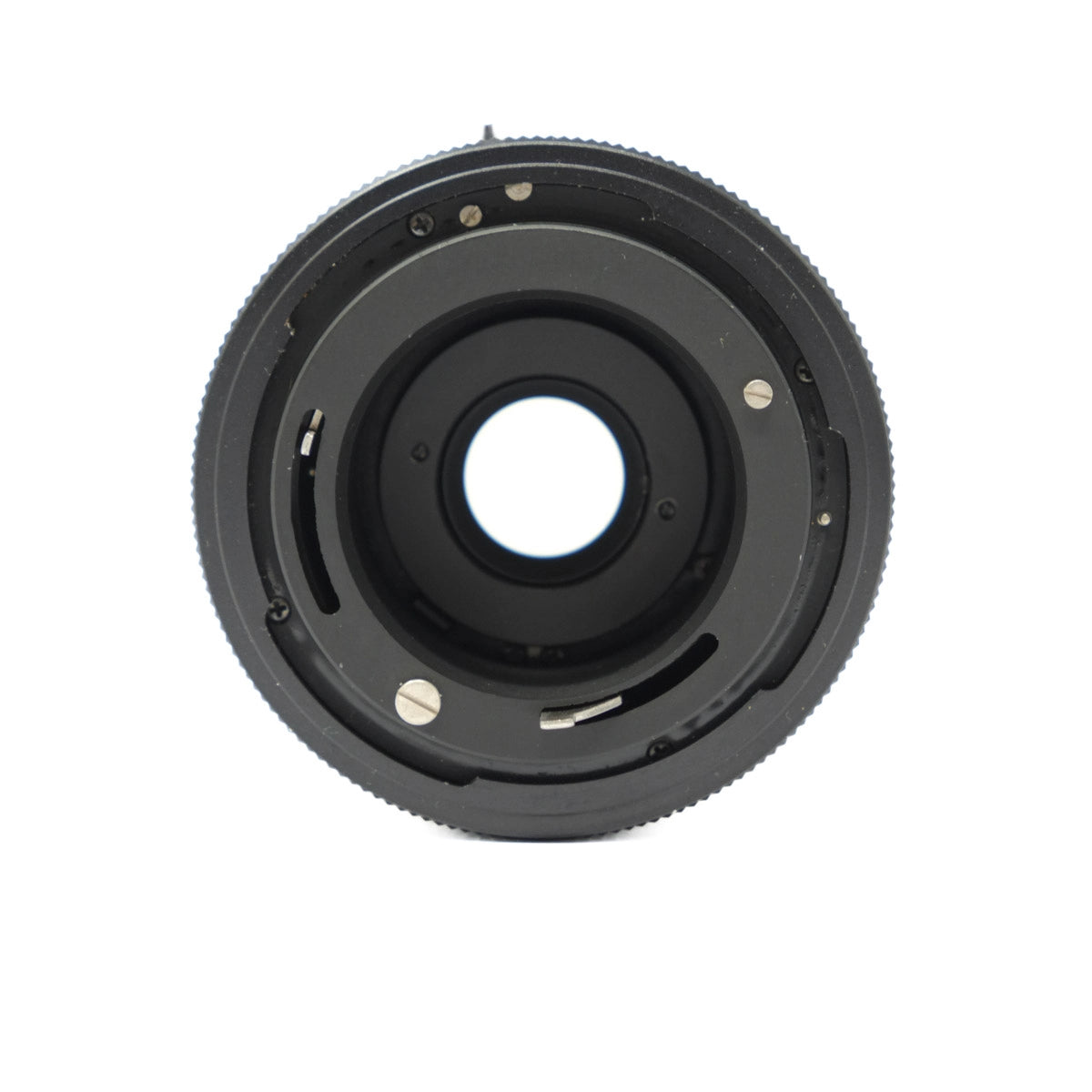 Camera lens mount on a white background