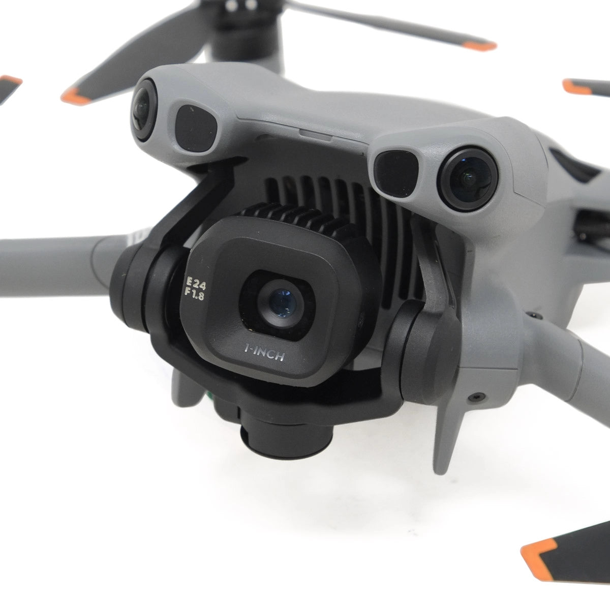 Close-up of a drone with a camera on a white background