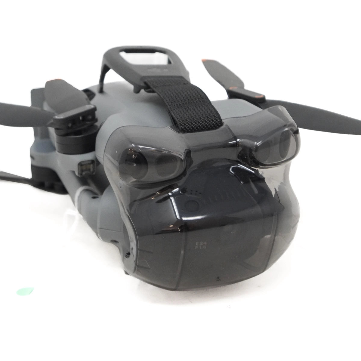 Gray drone with propellers on a white background