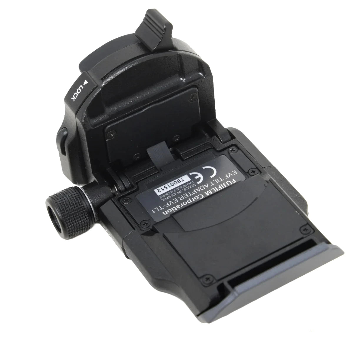 A black adapter module with a threaded connector on the left and a latch mechanism on top, shown on a plain white background.