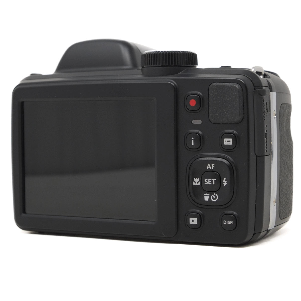 Black digital camera on a white background