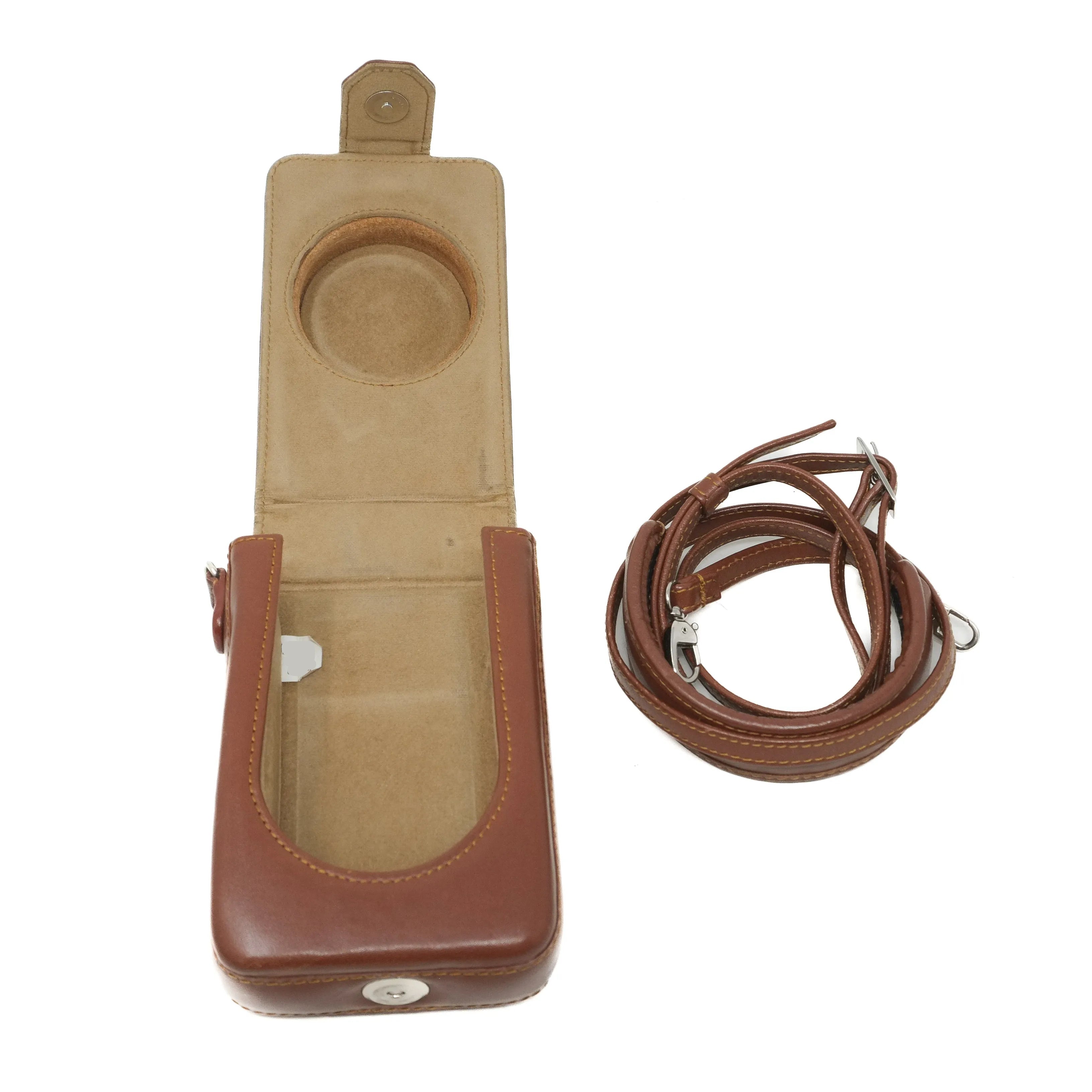 Brown case with strap on a white background