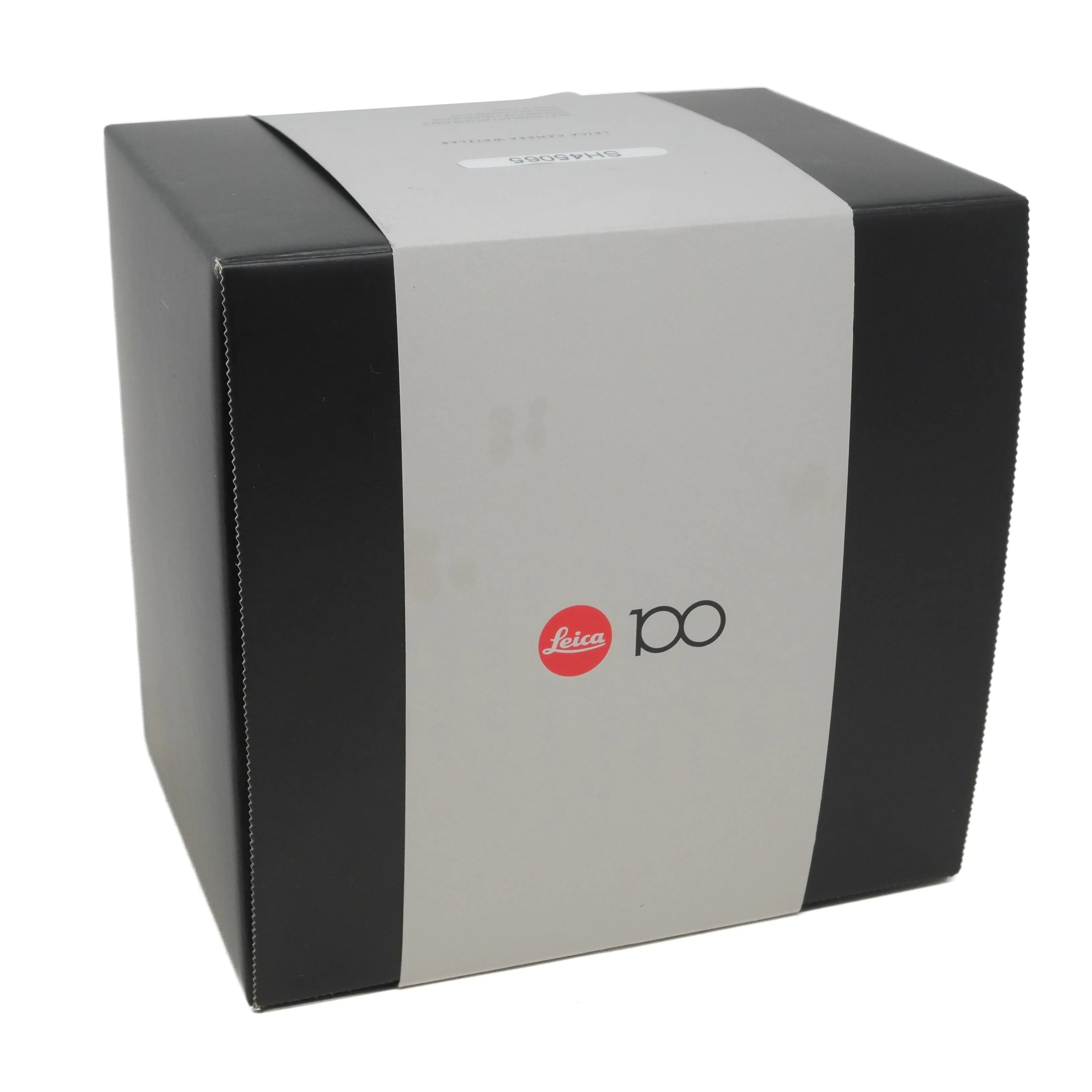 Leica branded box with black and gray design on a white background
