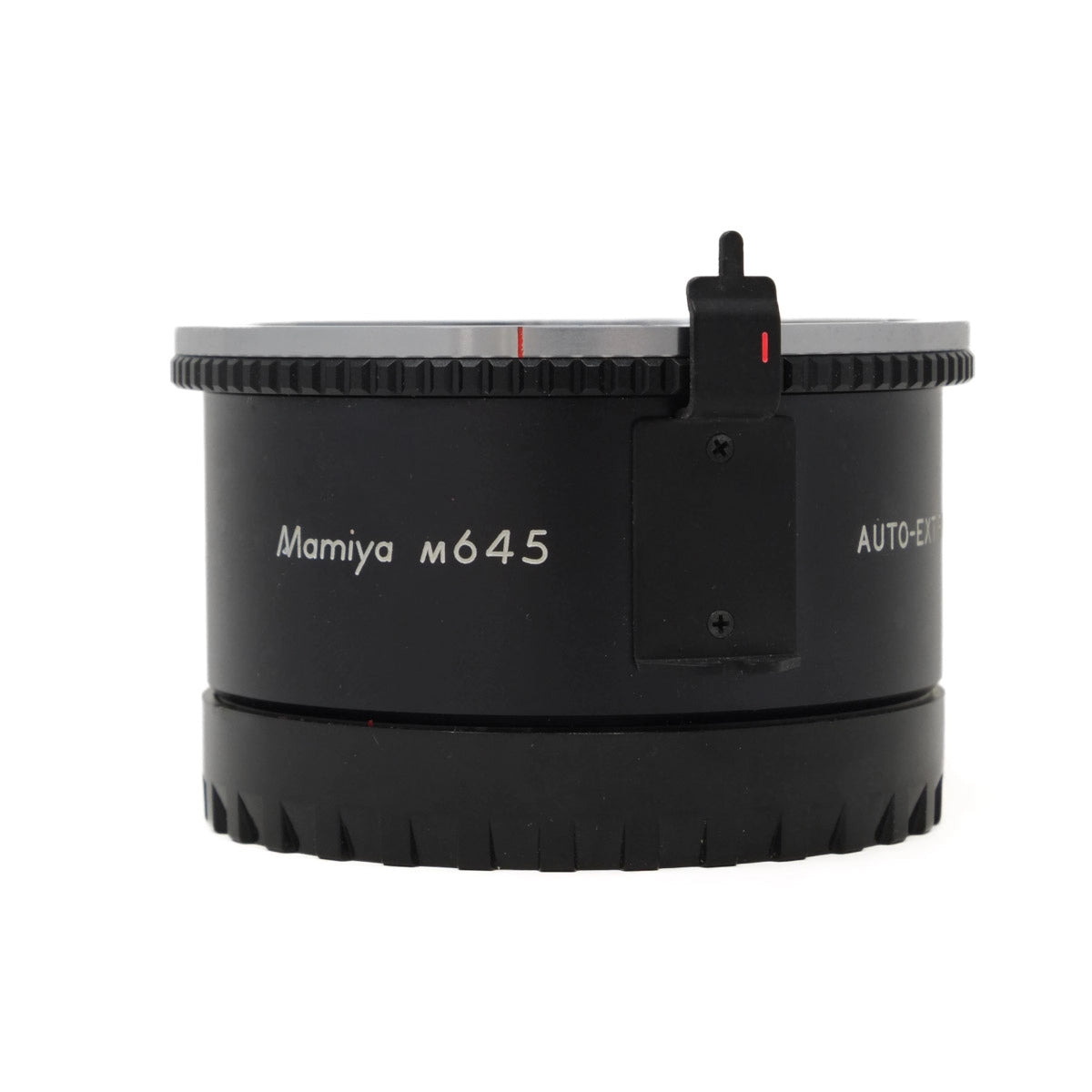 Mamiya m645 camera extension tube on a white background