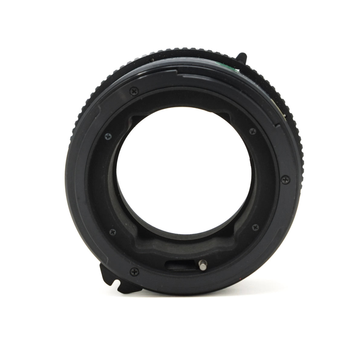 Mamiya m645 camera extension tube on a white background