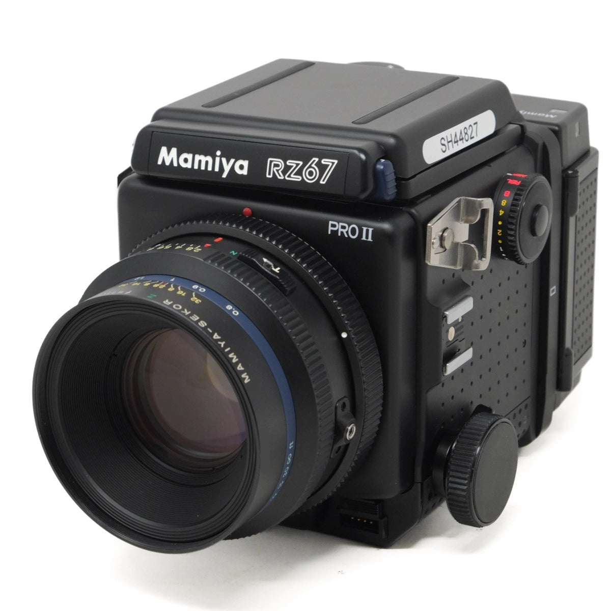 Used Mamiya RZ67 Pro II with 110mm F2.8 and WLF + 120 PRO II back - front angle