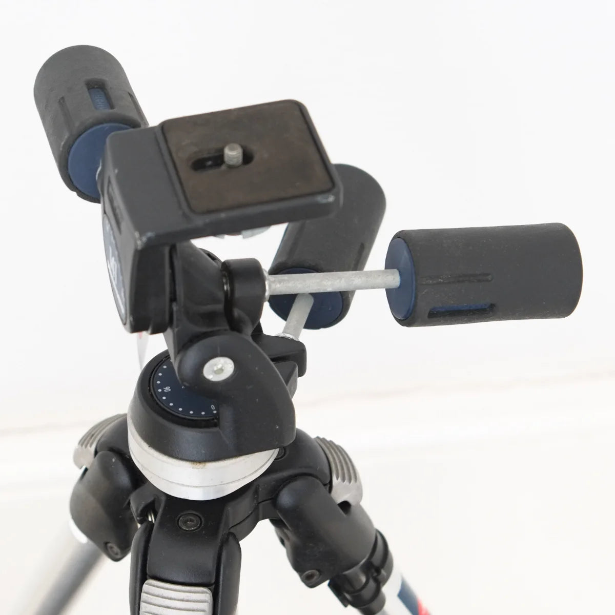 Used Manfrotto 190CL Tripod with 141 3 WAY Head - side angle