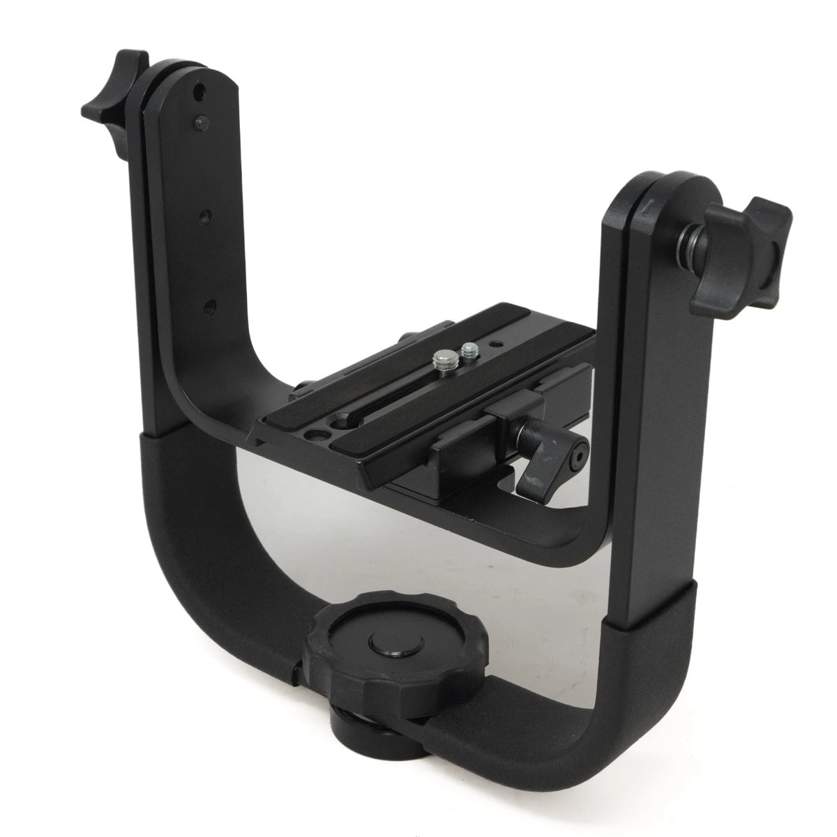 Black metal bracket on a white background