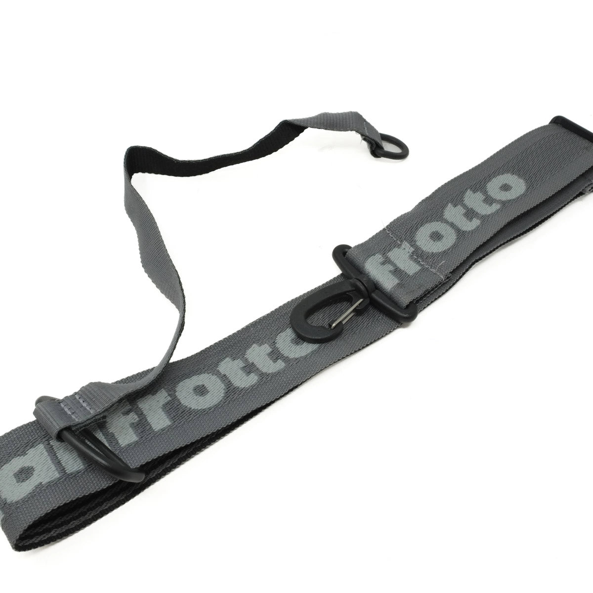 Gray strap with Manfrotto branding on a white background