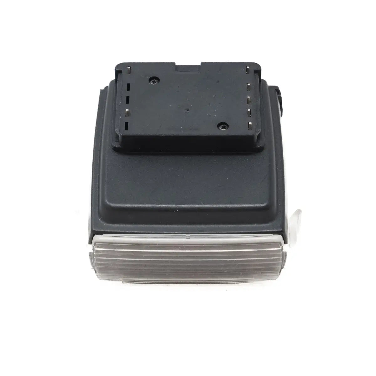 Black electronic component on a white background