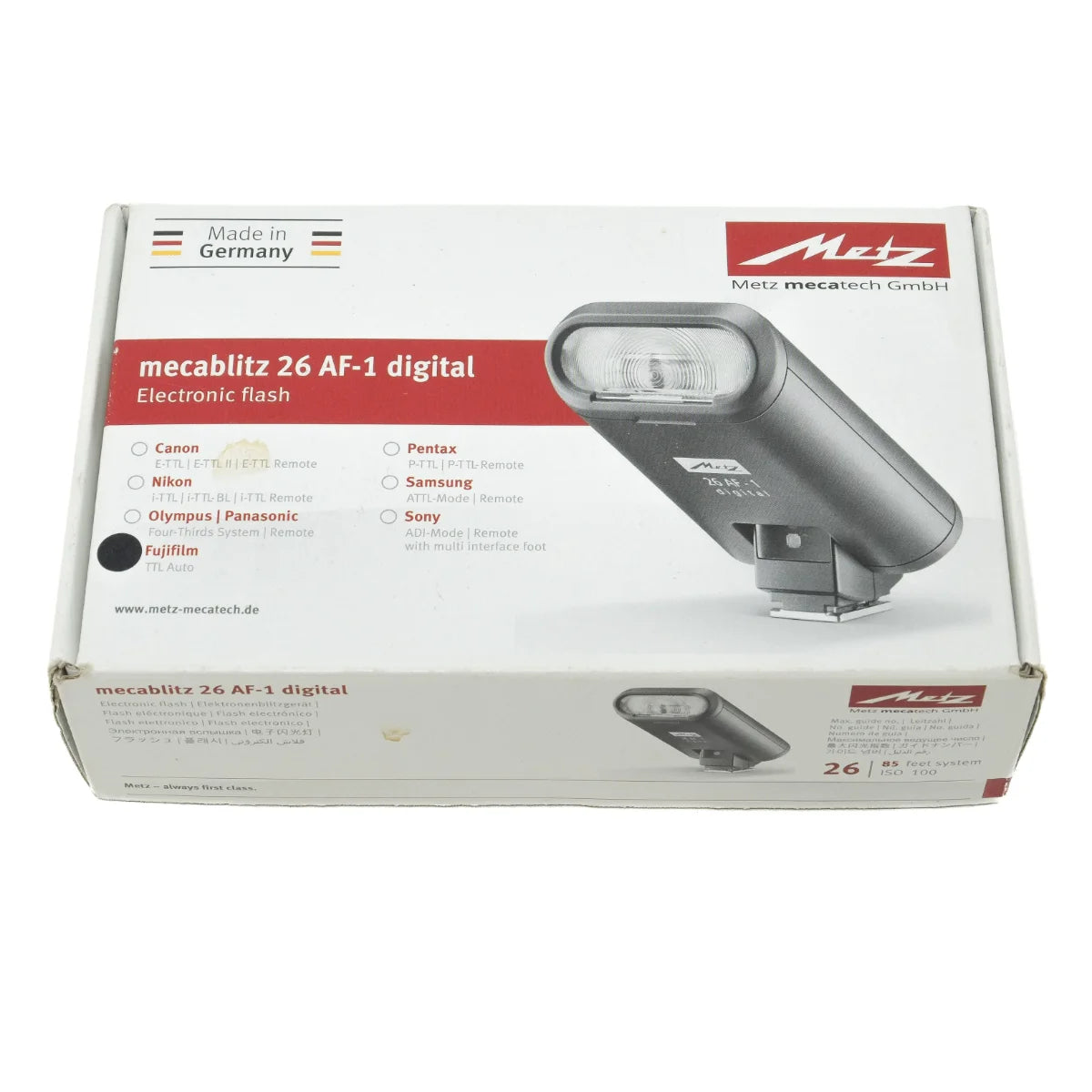 Used Metz compact flash 26 AF-1 for Fujifilm cameras - original box