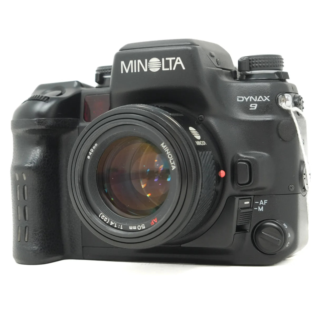 Used Minolta Dynax 9 Pro Film camera with 50mm F1.4 lens - front angle