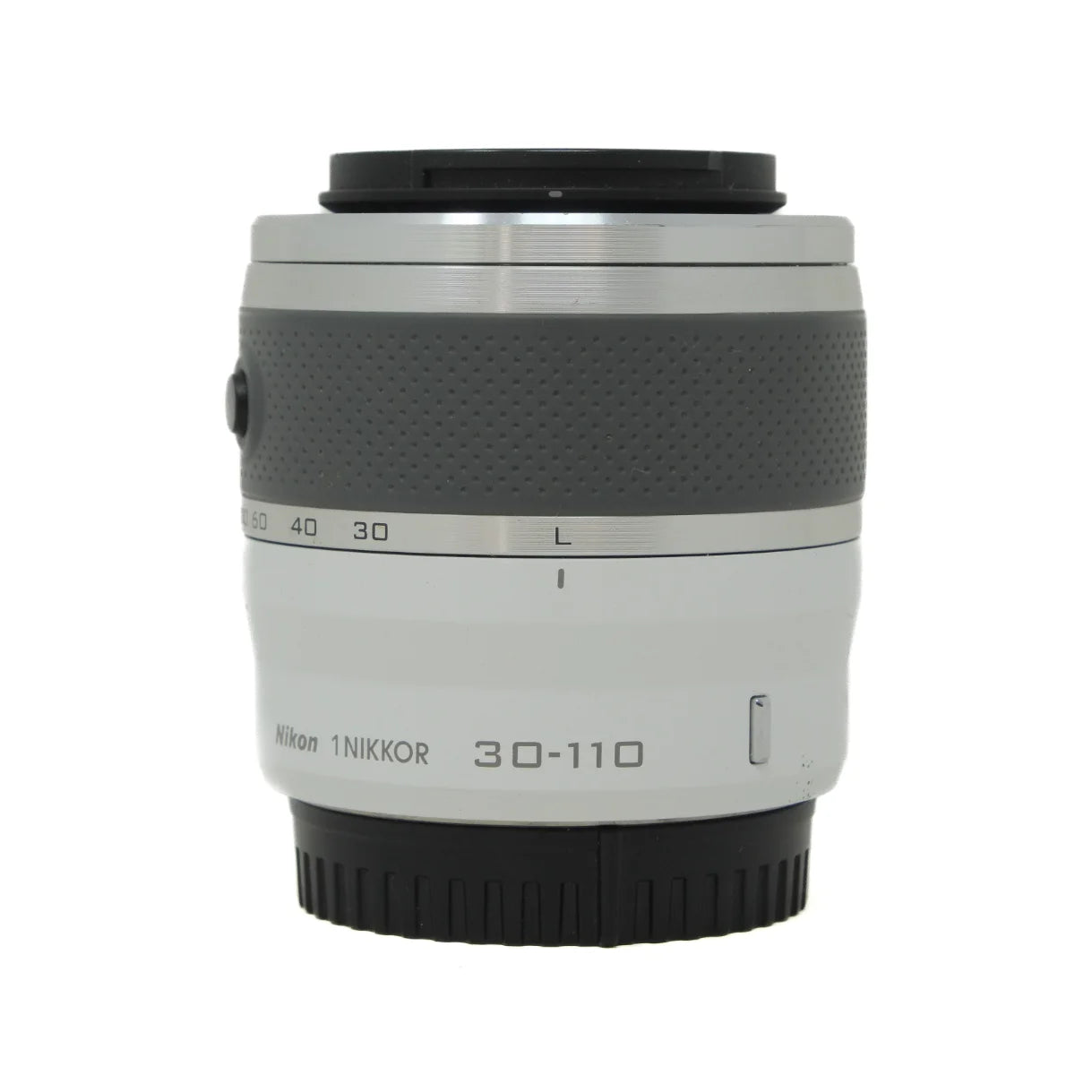 Used Nikon 1 Series Nikkor 30-110mm F3.8-5.6 VR Lens in White - front angle