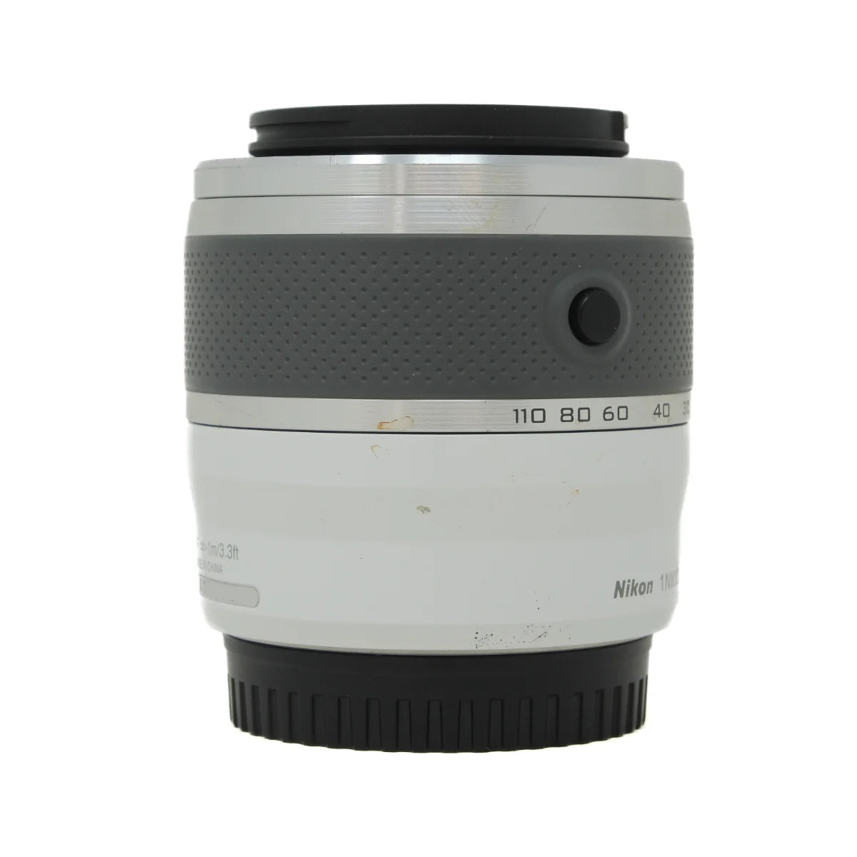 Used Nikon 1 Series Nikkor 30-110mm F3.8-5.6 VR Lens in White - side angle