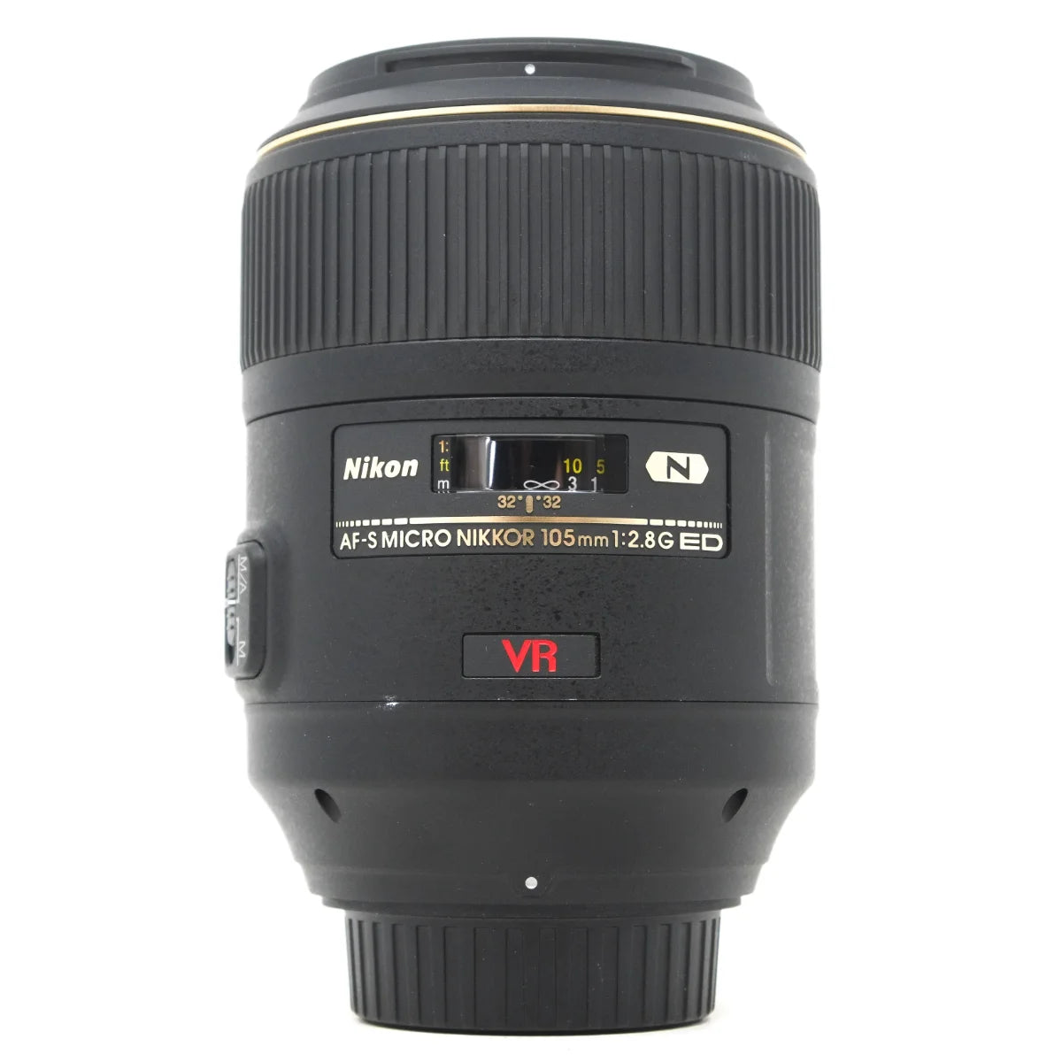 Used Nikon 105mm F2.8G ED VR Micro Nikkor Lens - front angle