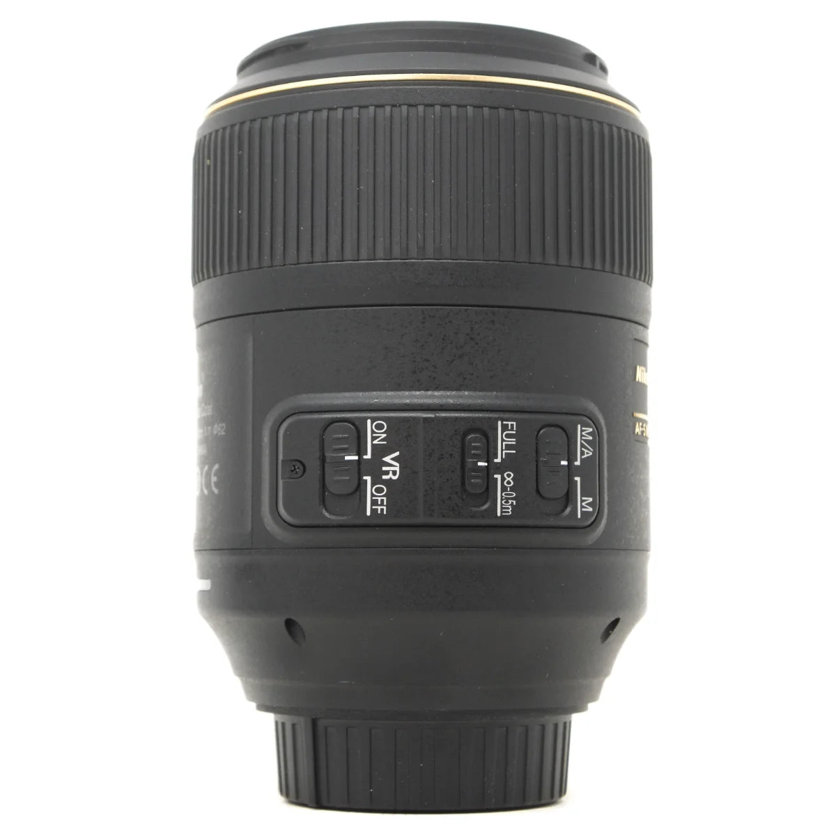 Used Nikon 105mm F2.8G ED VR Micro Nikkor Lens - side angle