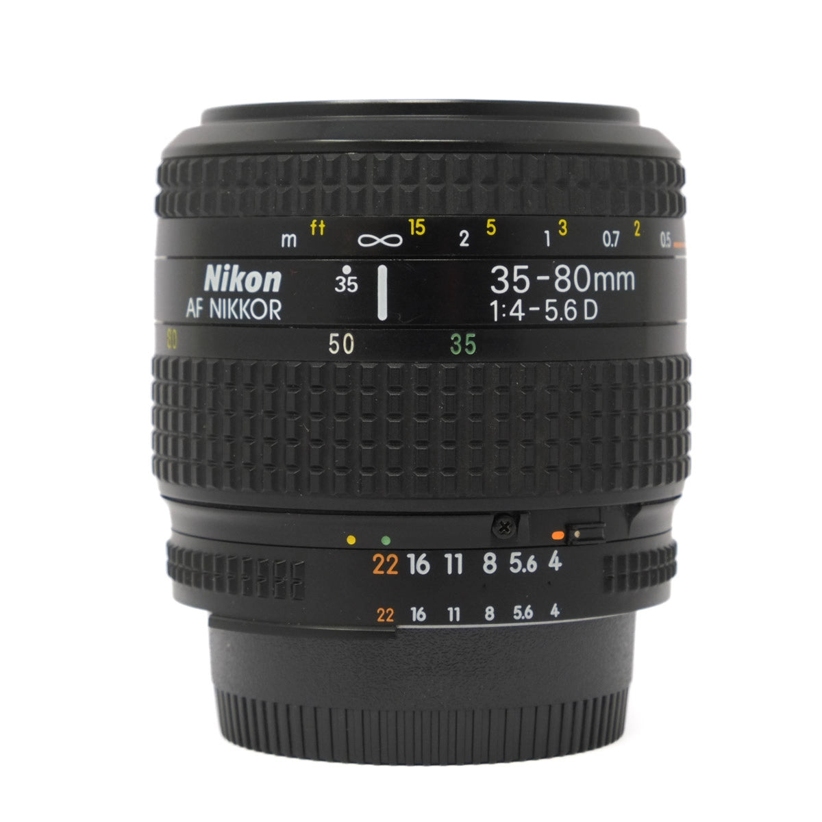 Nikon AF Nikkor 35-80mm lens on a white background