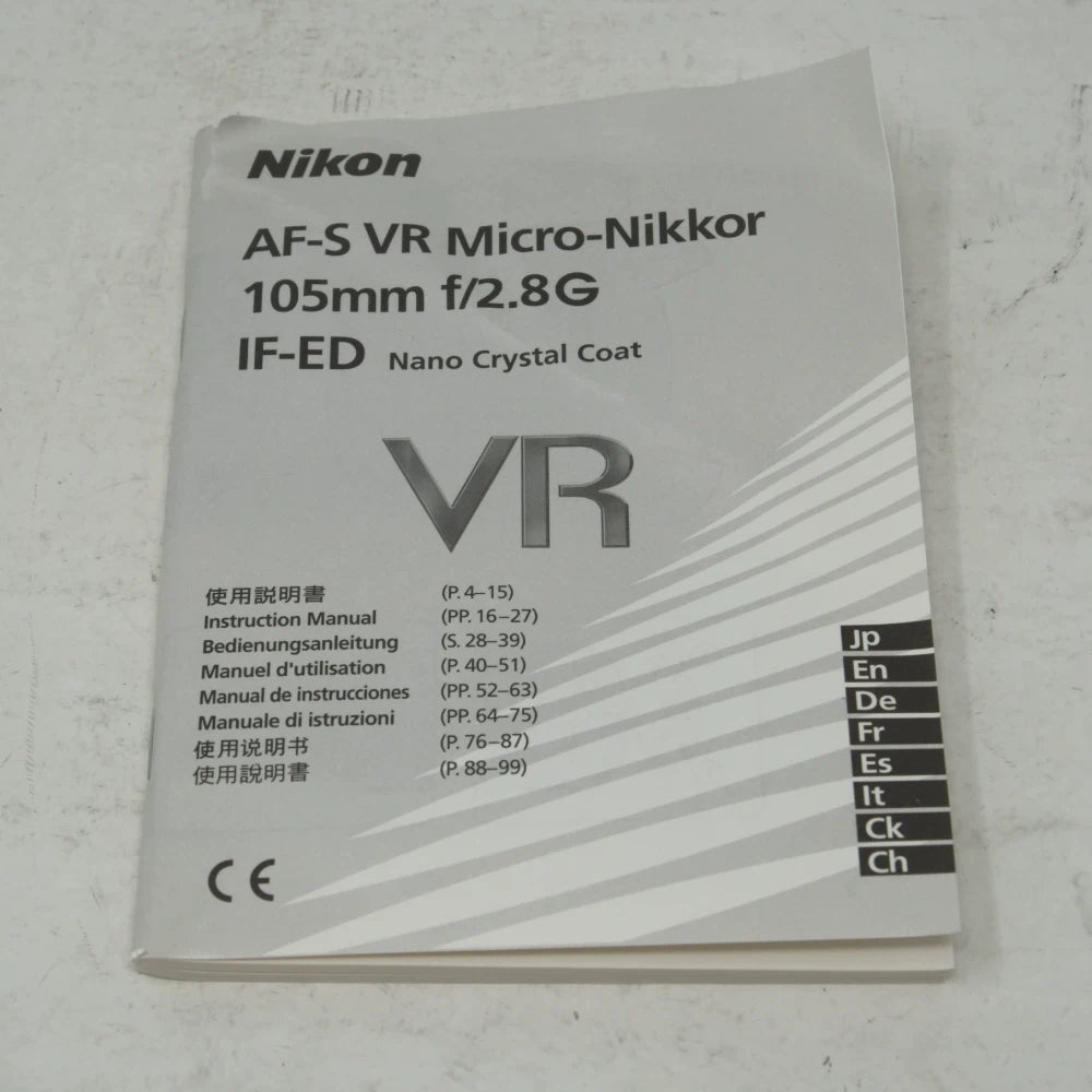 Used Nikon AF-S 105mm F2.8G Macro VR lens (Boxed SH45581)