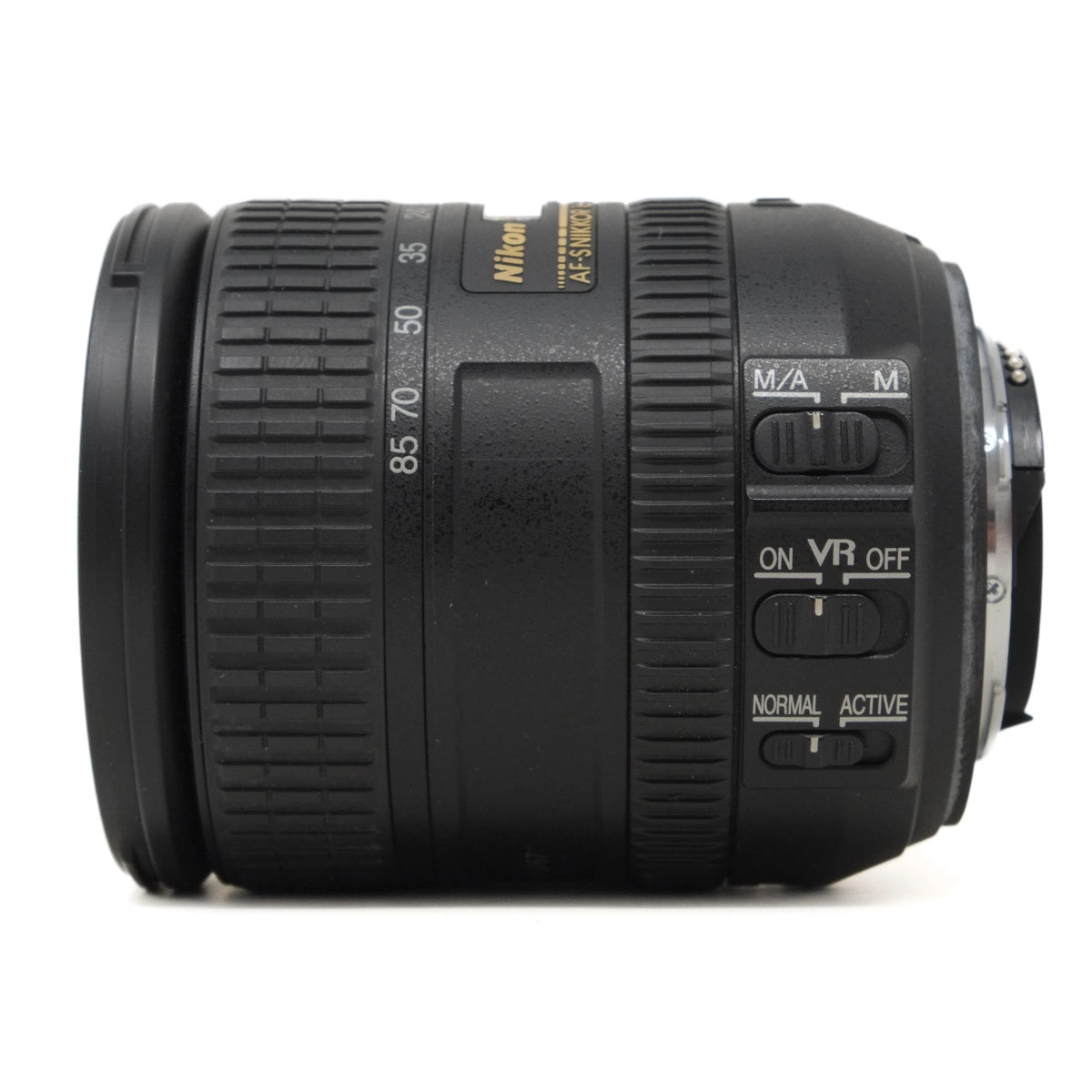 Nikon camera lens on a white background