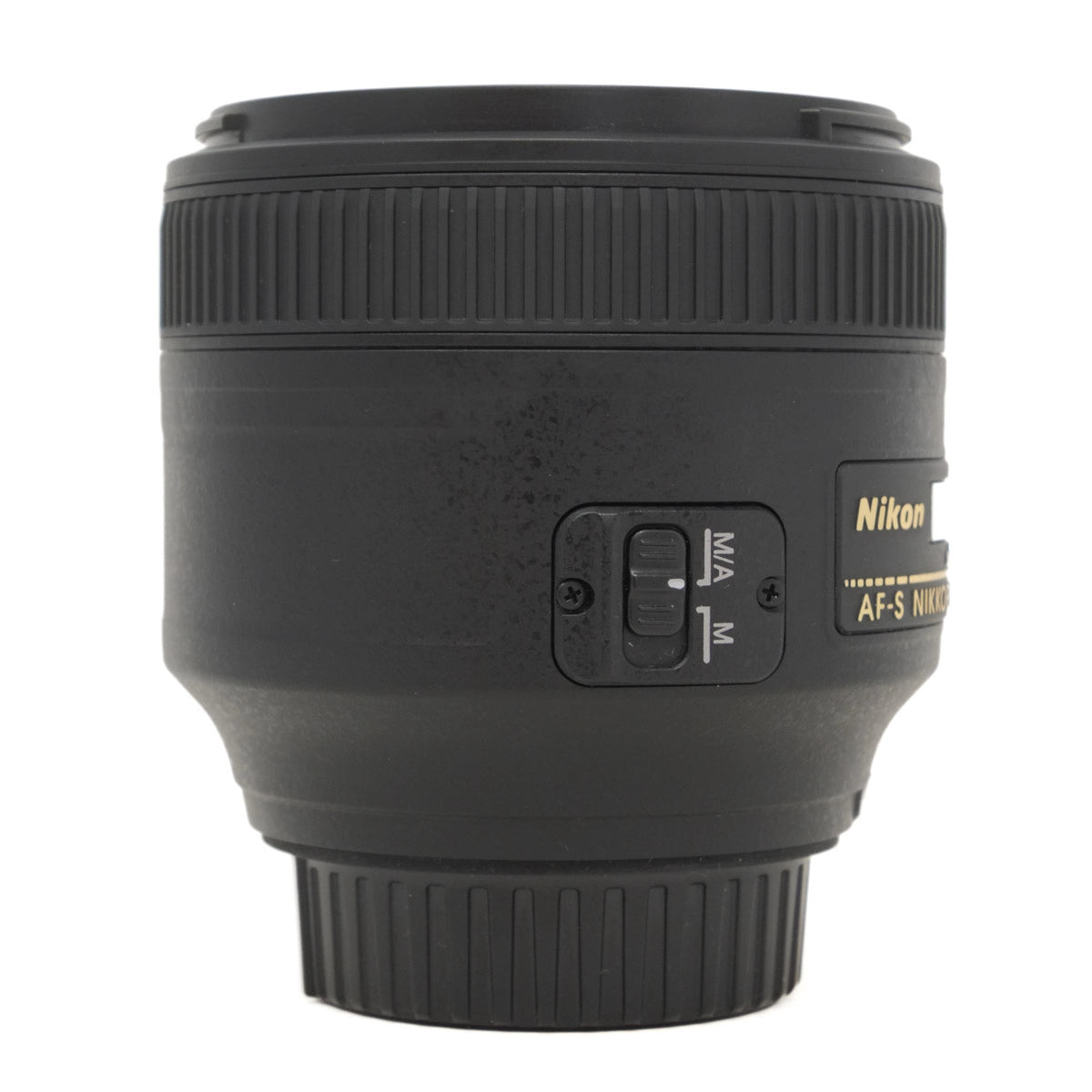 Nikon camera lens on a white background