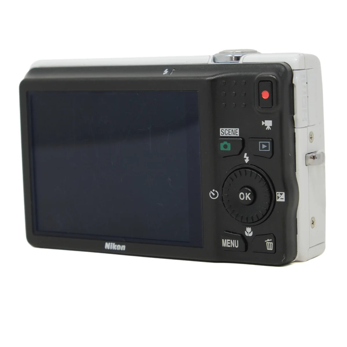 Used Nikon Coolpix S6200 Compact Camera in White - back angle