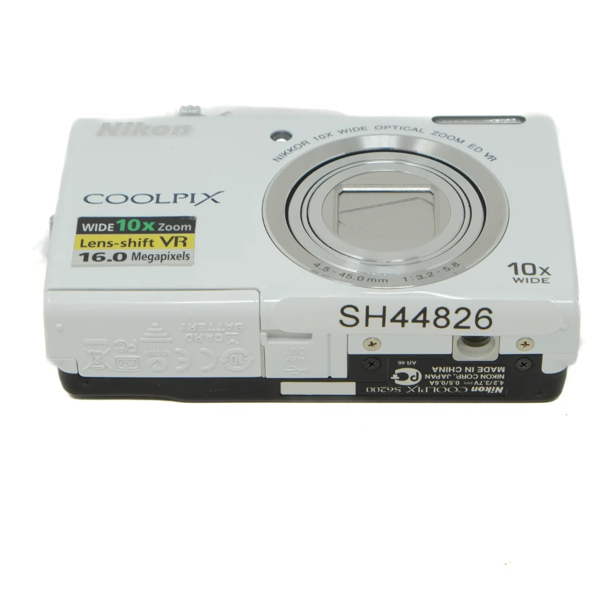 Used Nikon Coolpix S6200 Compact Camera in White - bottom angle