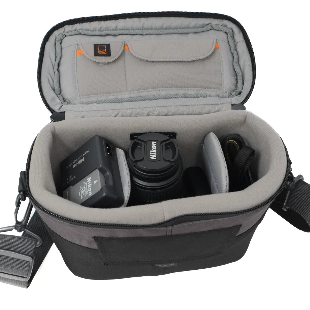 Used Nikon D3000 DSLR Camera + 18-55mm f3.5-5.6 ED II Lens - Bag - top angle
