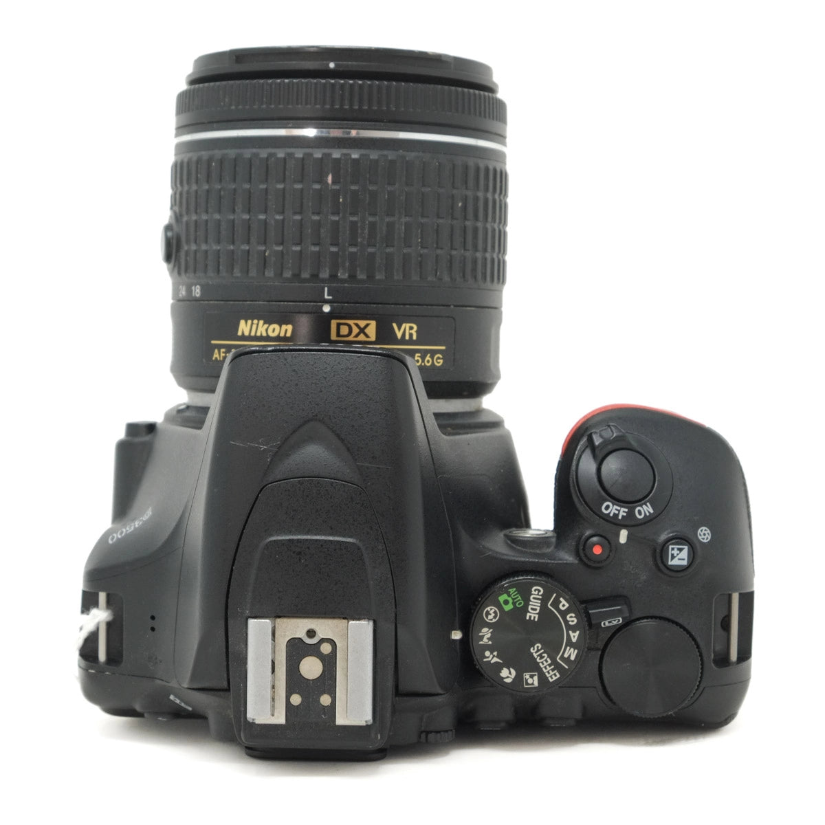 Used Nikon D3500 + 18-55mm F3.5-5.6G VR lens - top angle