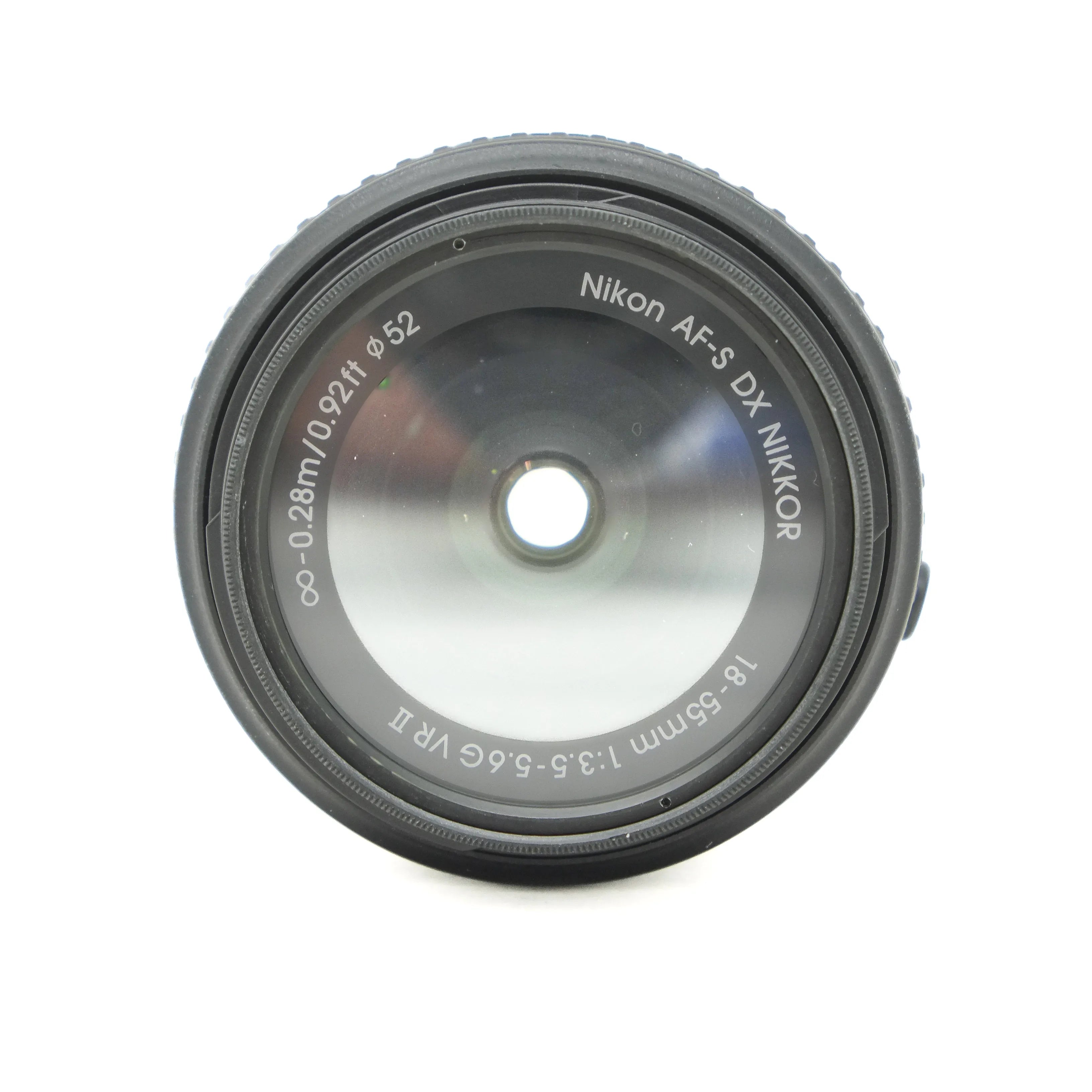 Nikon camera lens on a white background