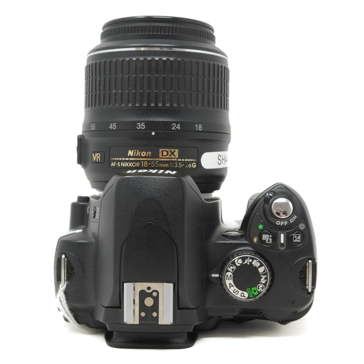 Used Nikon D60 DSLR camera with 18-55mm VR lens - top angle
