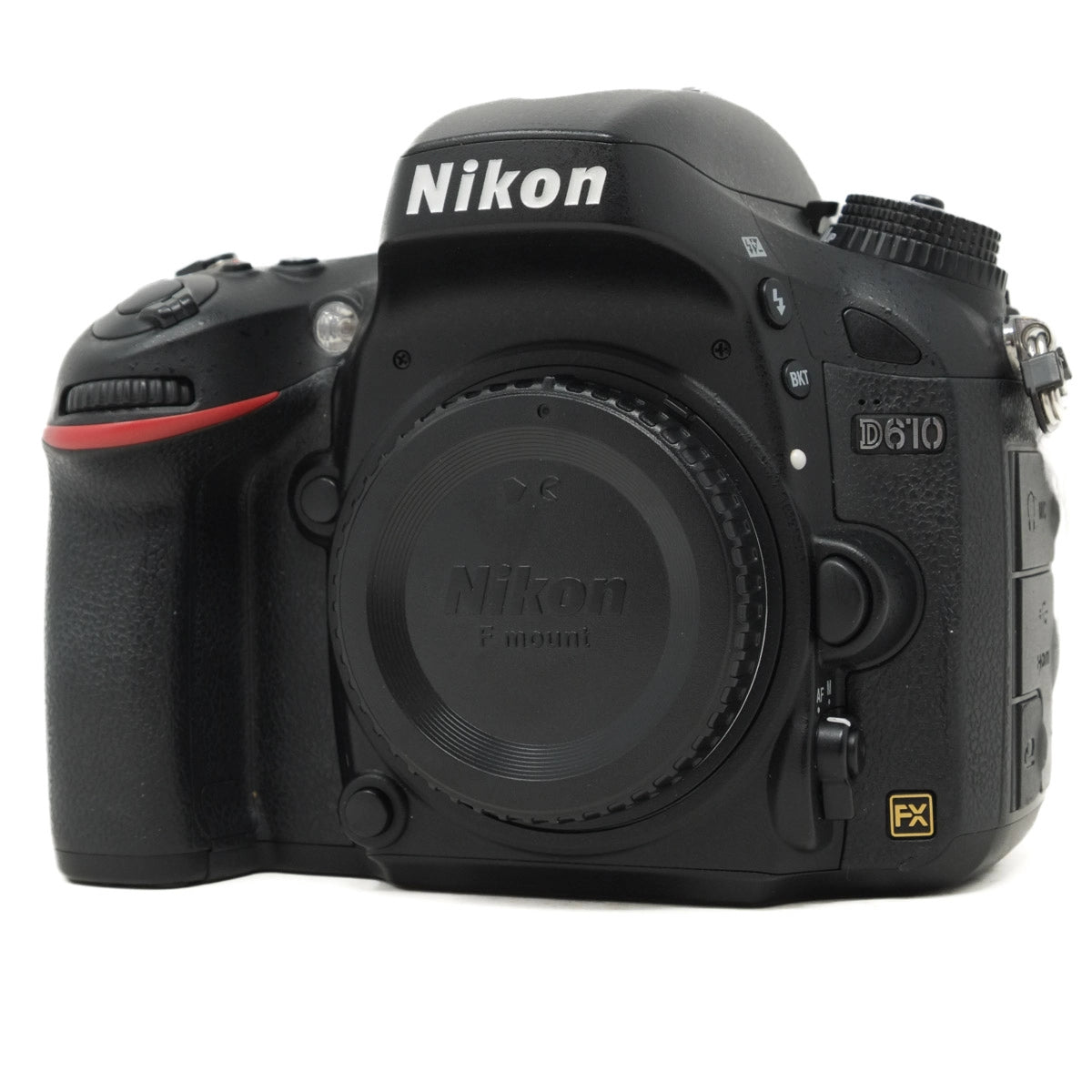 Nikon D610 camera body on a white background