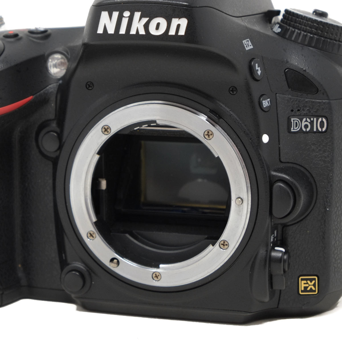 Nikon D610 camera body on a white background
