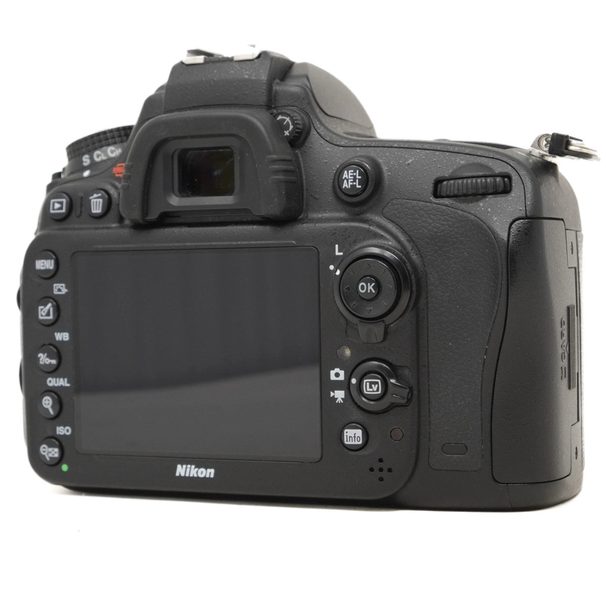 Nikon camera body on a white background