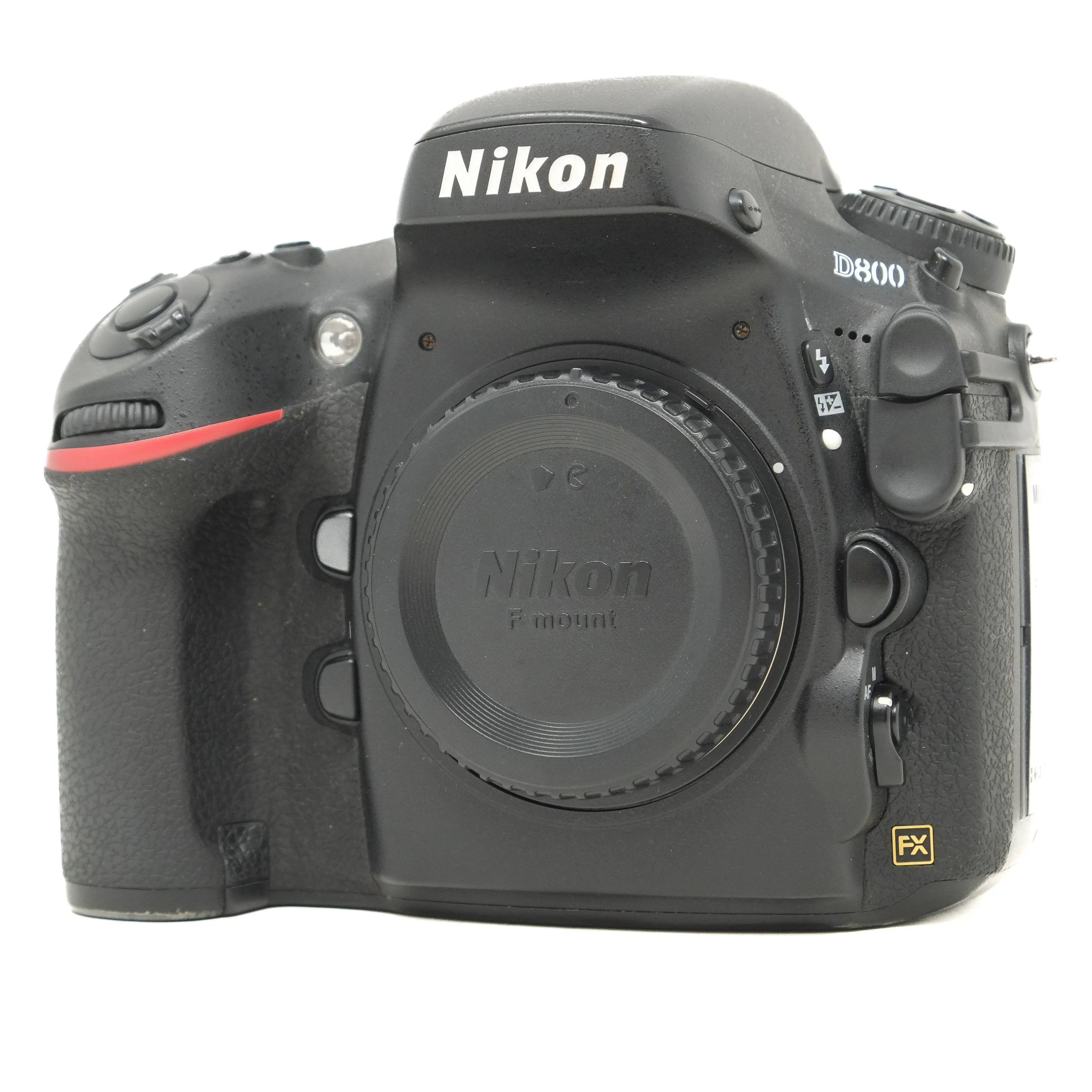 Nikon DSLR camera body on a white background