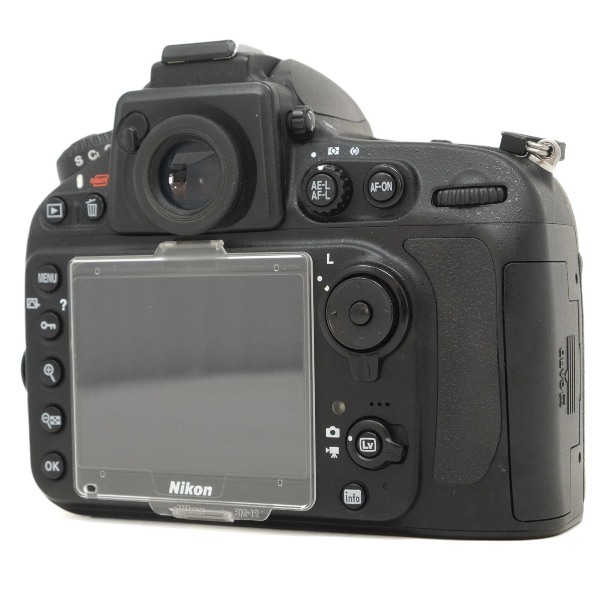 Nikon camera back on a white background