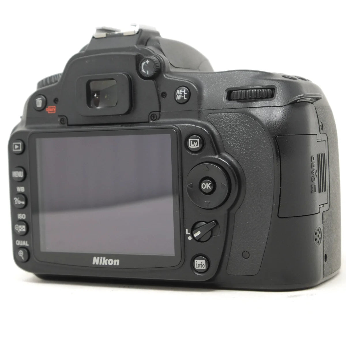 Used Nikon D90 DSLR camera - back angle