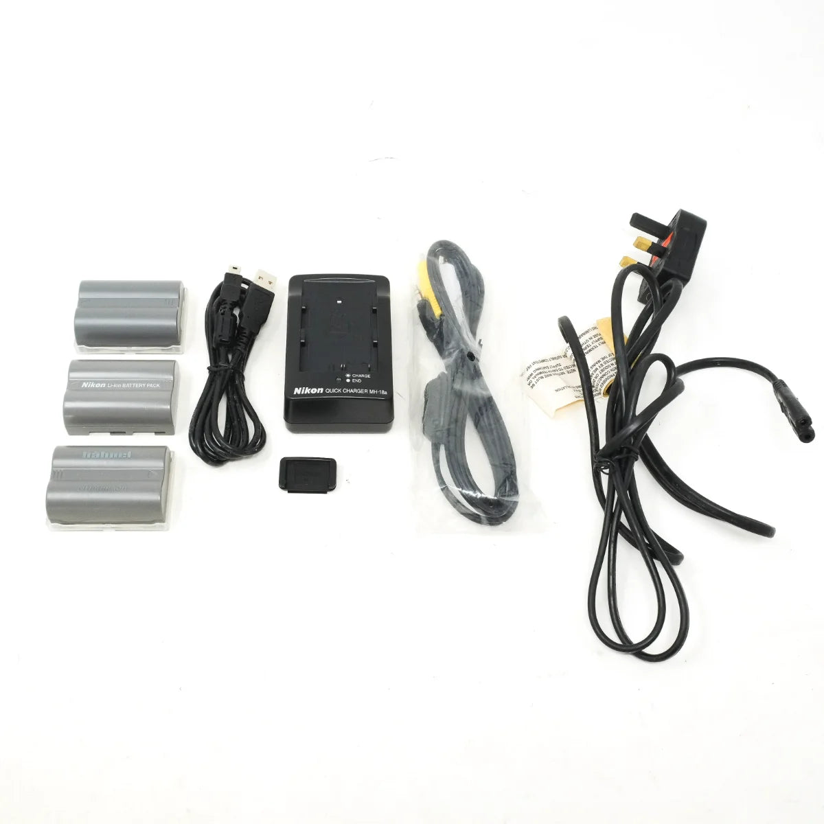 Used Nikon D90 DSLR camera - three batteries, charger and cables
