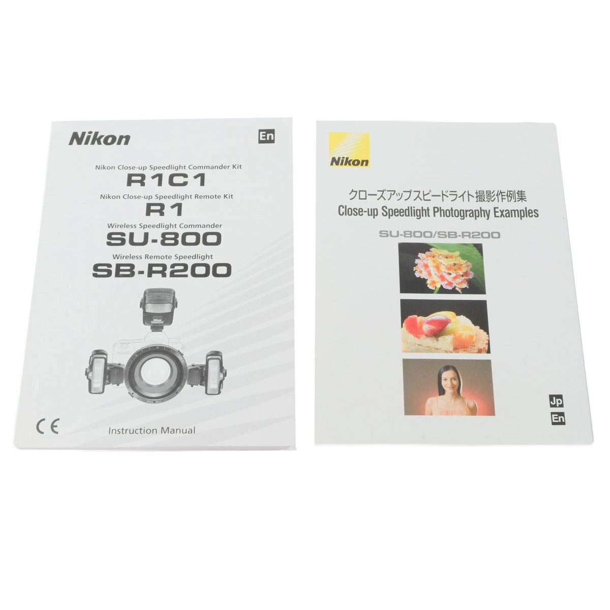 Two Nikon product manuals on a white background