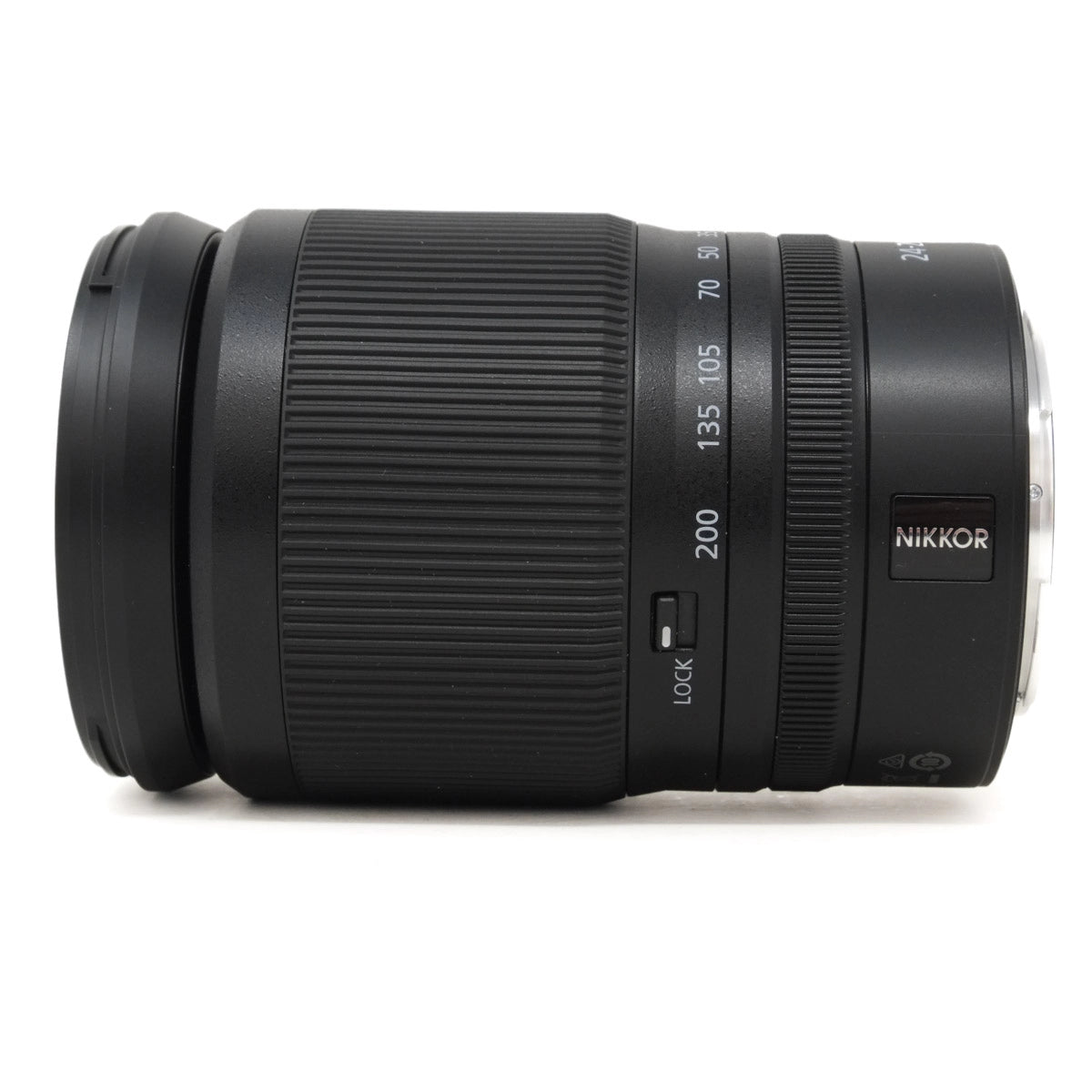 Camera lens with 'Nikkor' branding on a white background