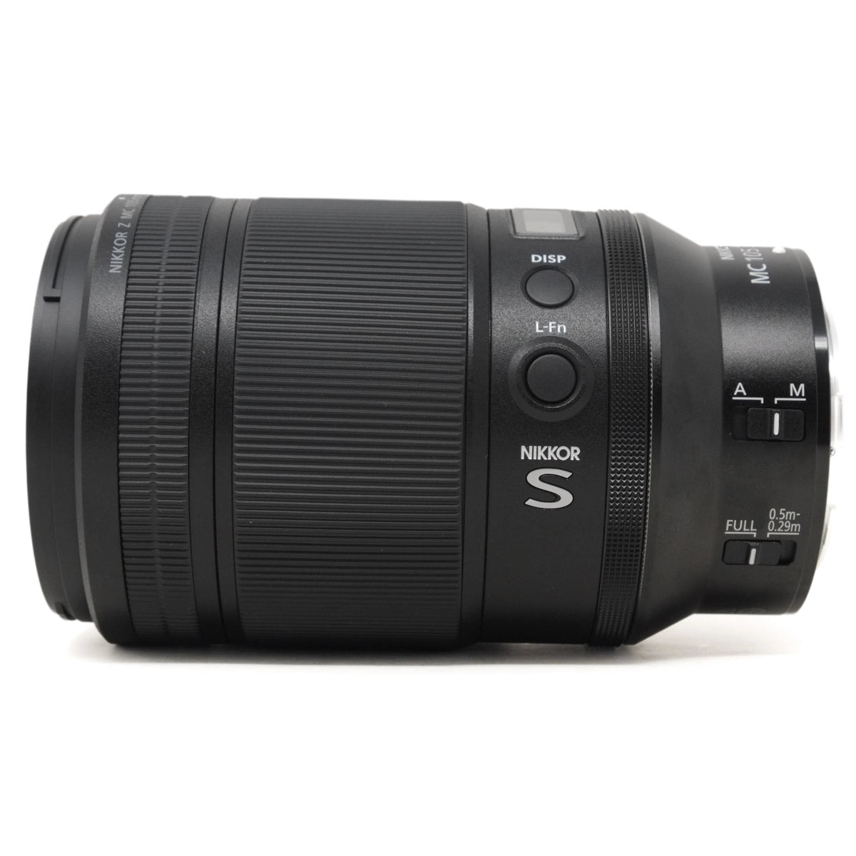 Nikon camera lens on a white background