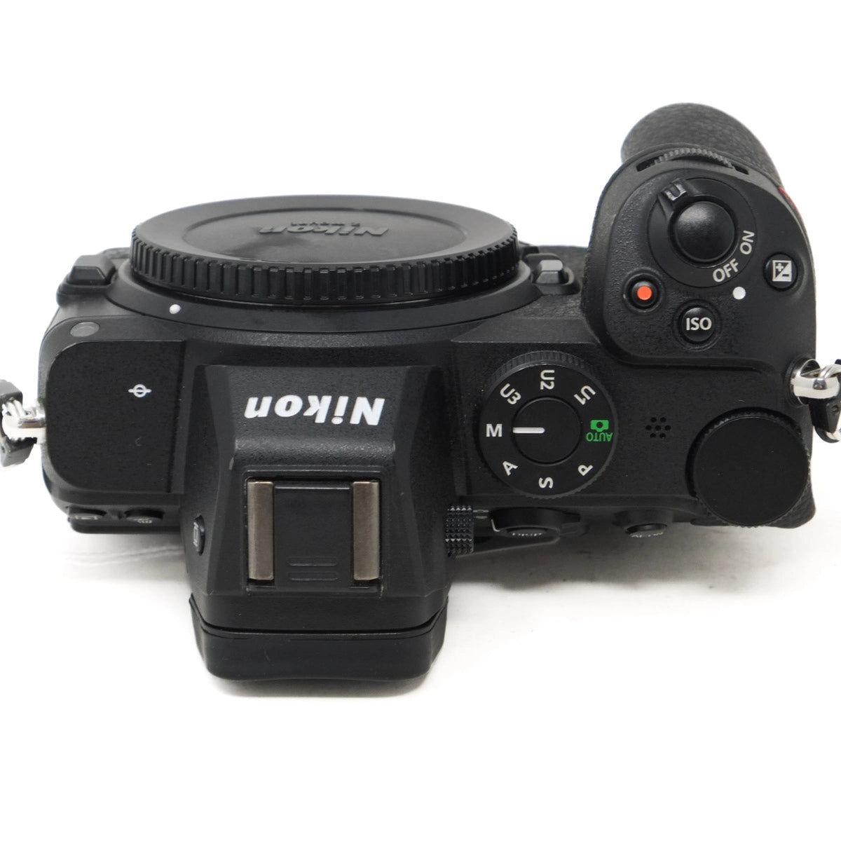 Nikon camera body on a white background