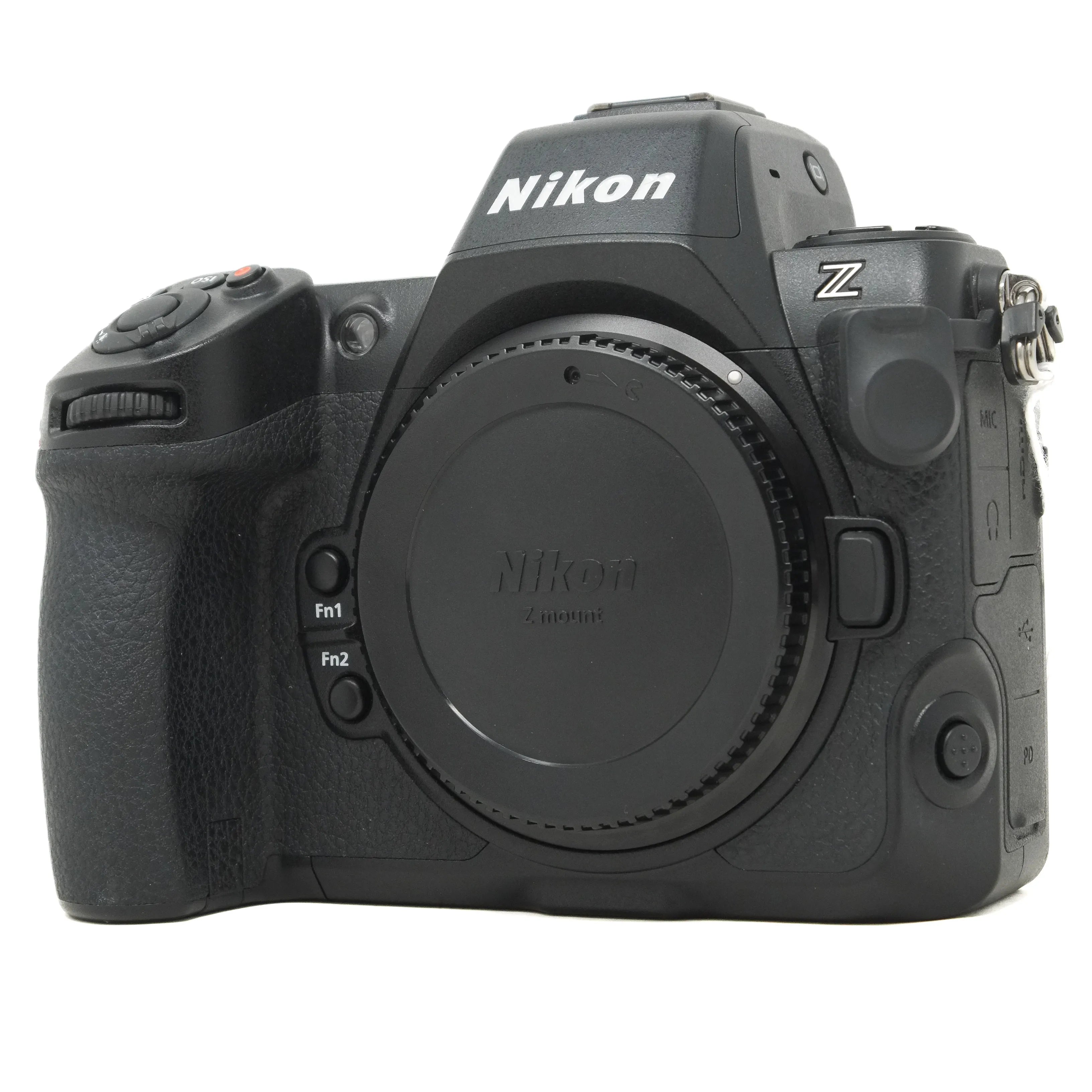 Nikon camera body on a white background